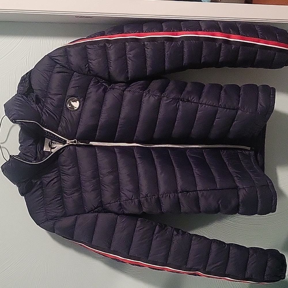 Zyia Telluride Navy Stripe Puffy Coat